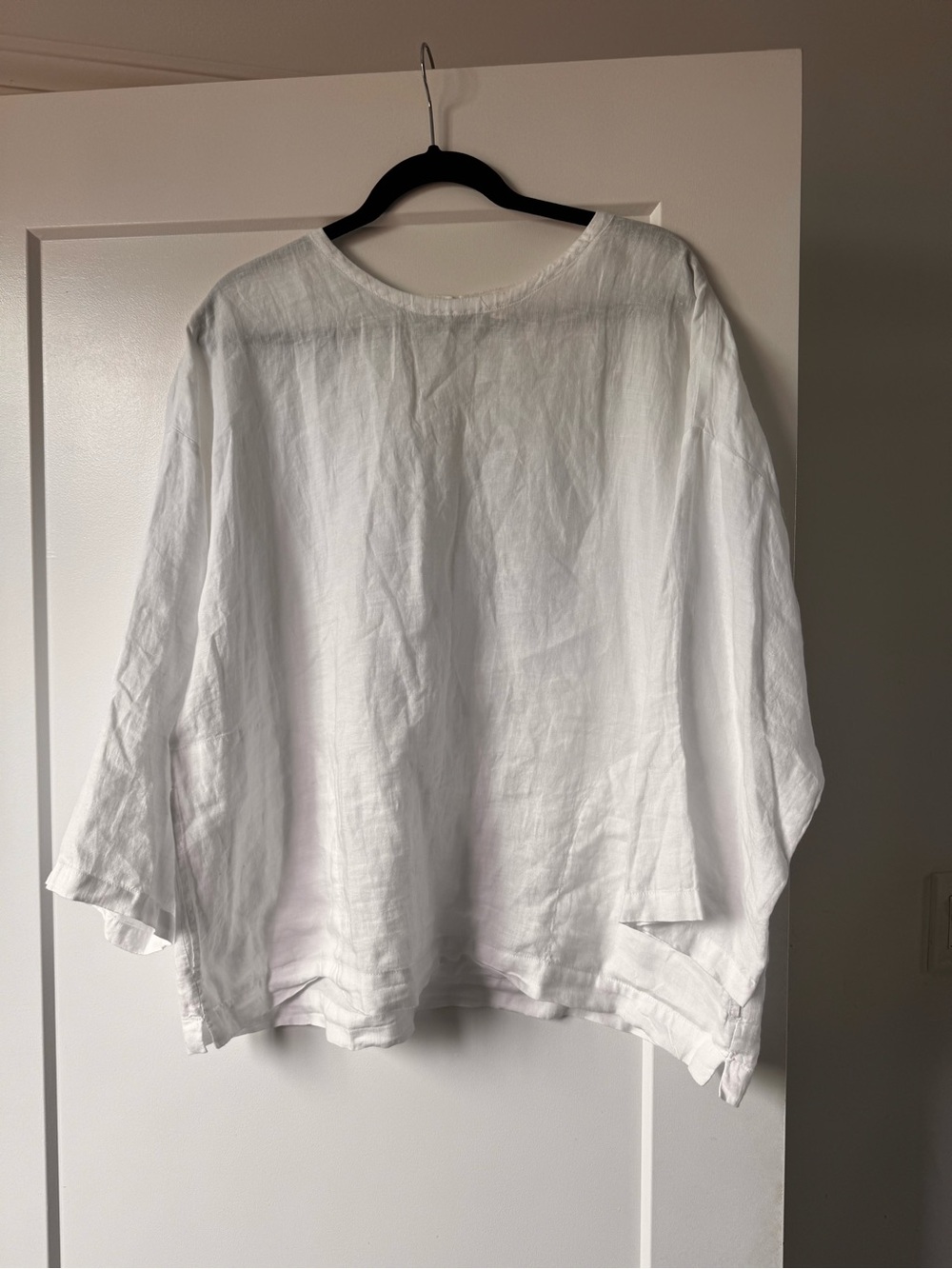 Eileen Fisher White Linen Relaxed Boatneck Tunic